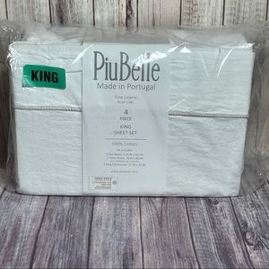 Piu Belle Shabby Chic White King Sheet Set
